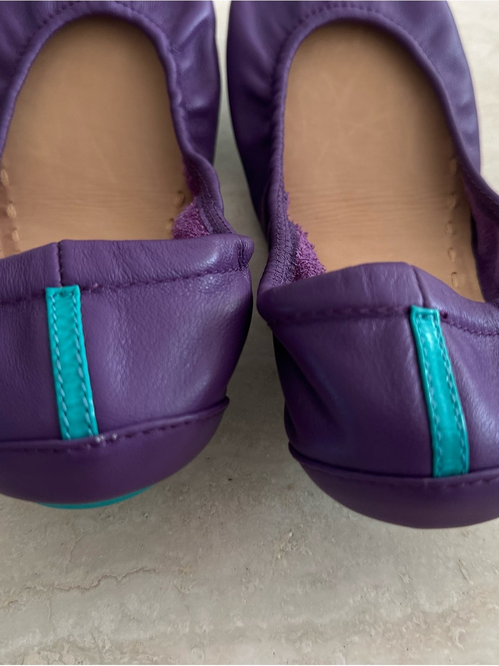 Tieks Purple Leather Ballet Flats with Teal Accent - Picture 6 of 8